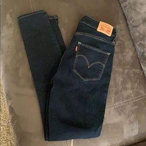 Levis 721 27 x 31 high rise skinny dark long jeans